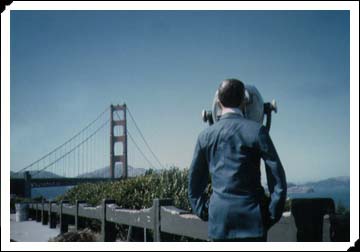 Bud looking at the Golden Gate Bridge