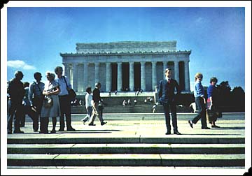 Bud outside the Lincoln Memorial